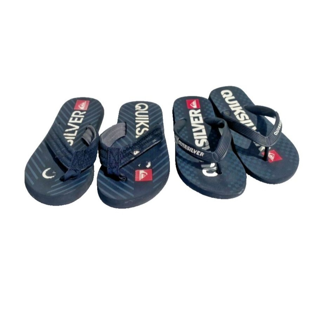Lot of 2! Quiksilver Boy's Quilted Wide Strap Blaze & Flip Flops Sandals Sz 13/1